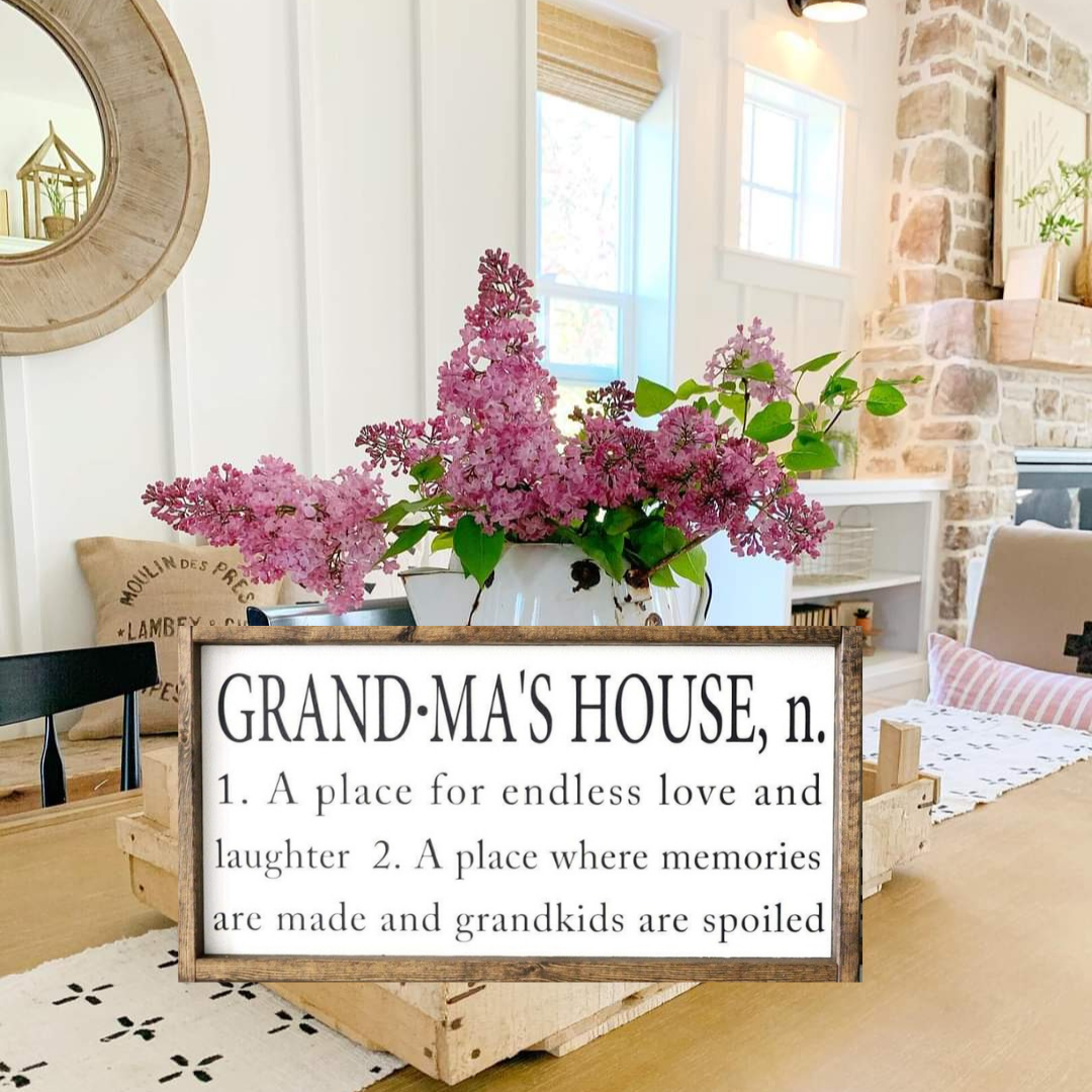 Grandparent's Home Greeting Sign Cerise Reclaimed Home Decor