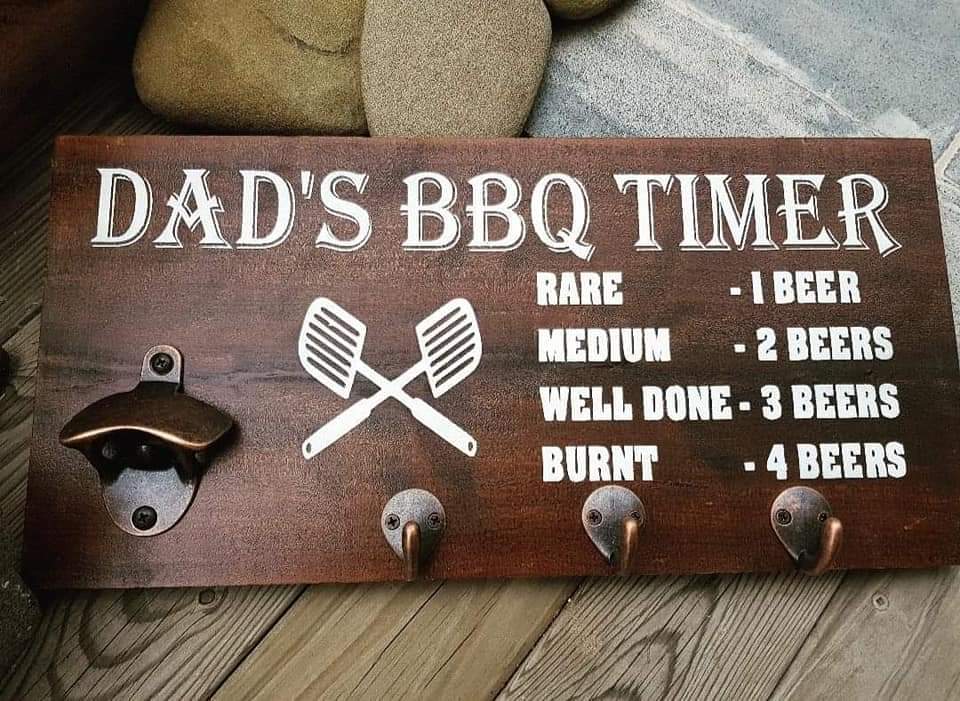 BBQ TIMER: Rare/1 beer, medium/3 beers..