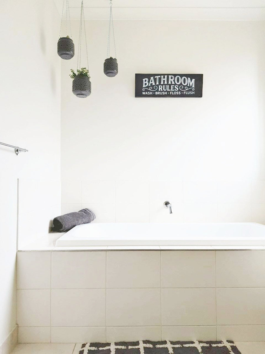 Bathroom rules sign Cerise Reclaimed Home Decor
